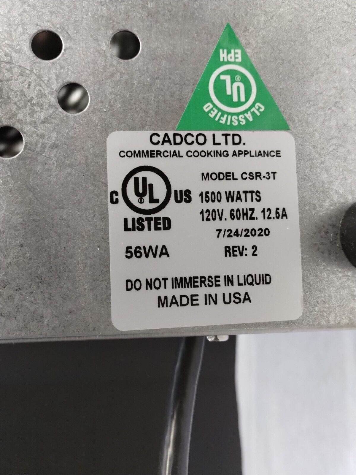 CADCO CSR-3T NEW HOT PLATE PORTABLE BURNER 120V STAINLESS STEEL HI POWER SINGLE - Fresh Stock Dated February 2026