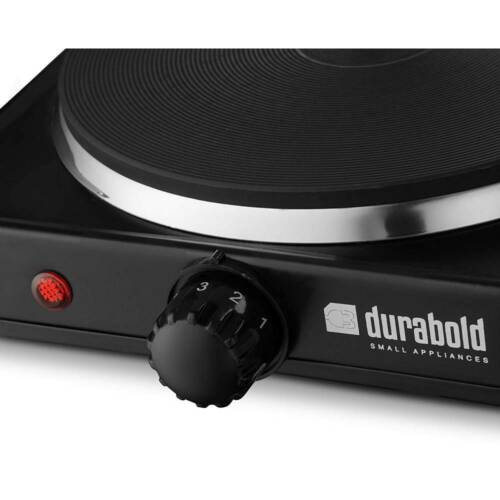 Durabold Single Electric Burner Sealed 1000W 7-Inch Hot Plate Cook Stove, Black - Fresh Stock Dated February 2026