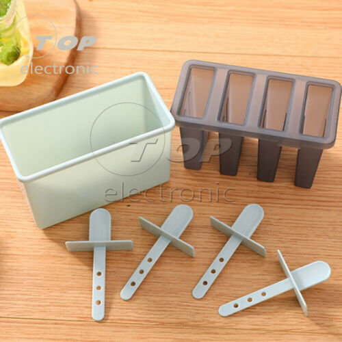 Silicone Frozen Ice Cream Mold Juice Popsicle Maker Ice Lolly Mould - 4 Cell DIY - Fresh Stock Dated February 2026