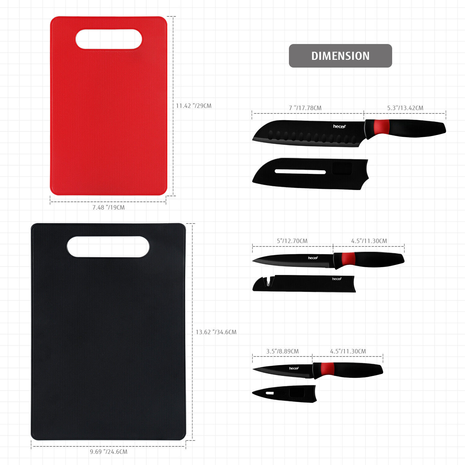 8Pcs knife and Cutting Board Set Sharp for Home Picnic Camping Massage Design - Fresh Stock Dated February 2026