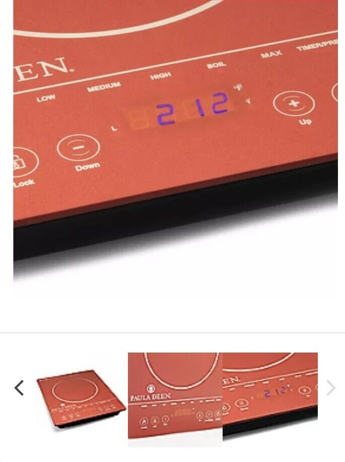 NEW Paula Deen 1500W LED Colored Glass Programmable Induction Cooker Glass Red - Fresh Stock Dated February 2026