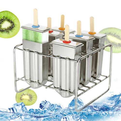 6pcs Stainless Steel Molds Ice Pop Lolly Popsicle Ice Cream Stick Holder Mold - Fresh Stock Dated February 2026