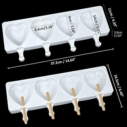 Palksky 2 Pack Large Popsicle Mold for Cakesicle Heart Cake Pop Mold/ 4 Cavit... - Fresh Stock Dated February 2026