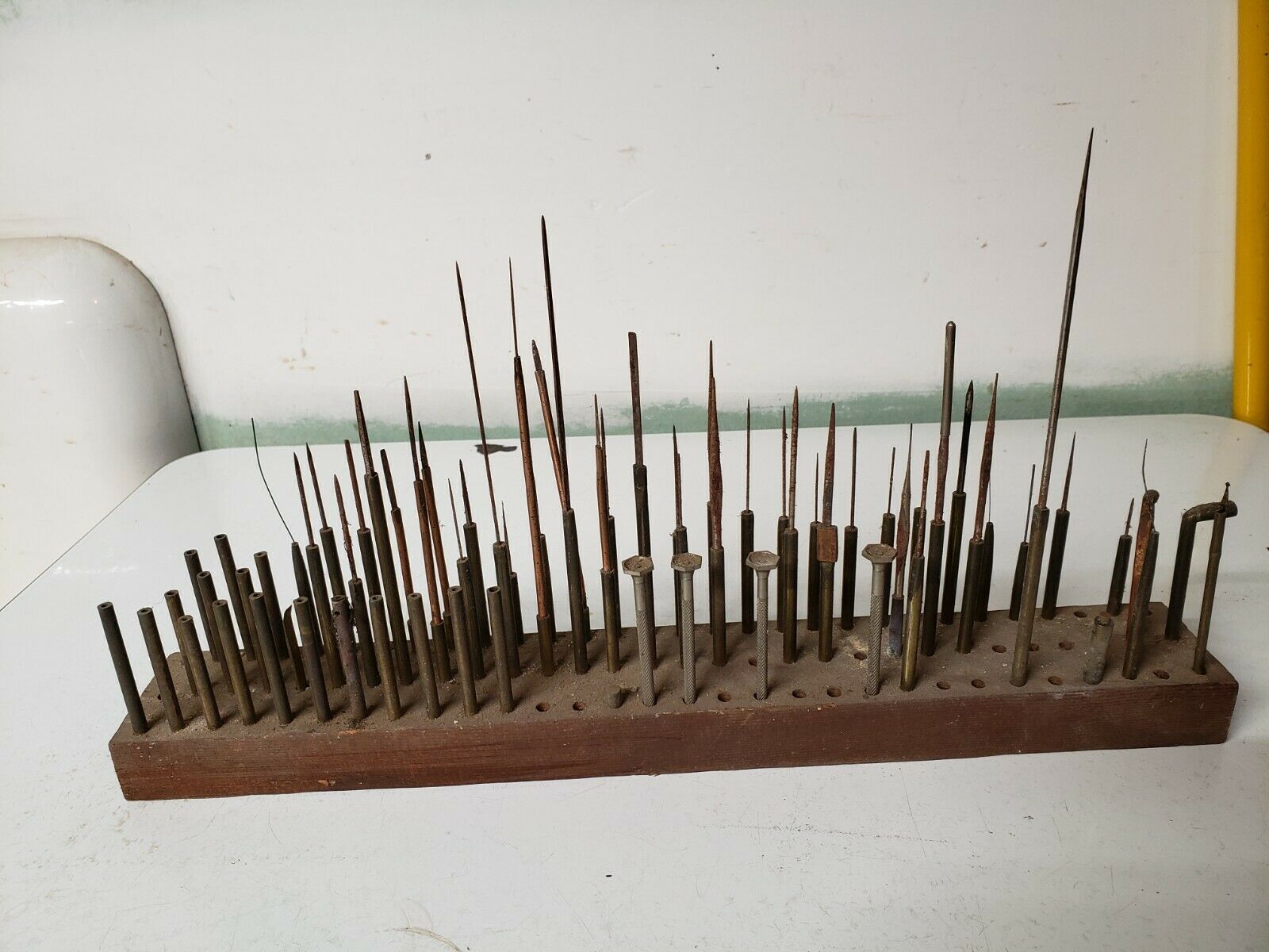 LARGE LOT OF VINTAGE WATCHMAKER / JEWELER TOOLS WITH WOODEN HOLDING RACK - Fresh Stock Dated December 2025