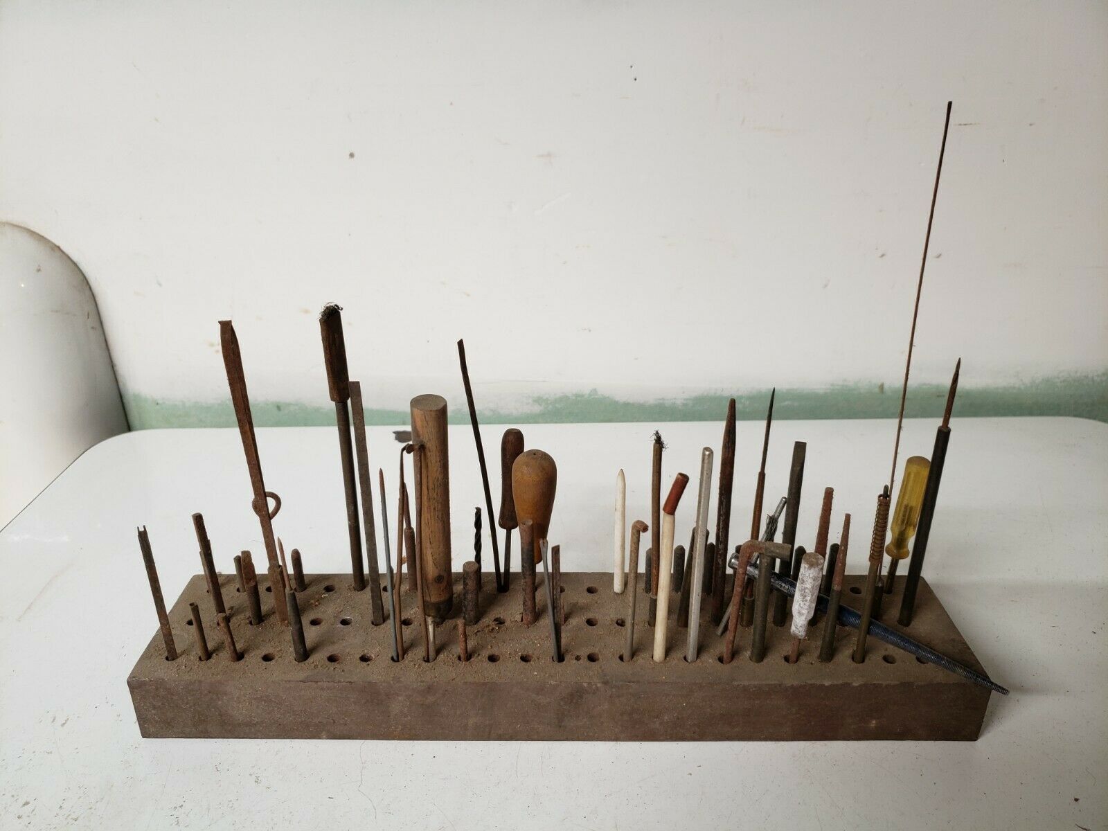 LARGE LOT OF VINTAGE WATCHMAKER / JEWELER TOOLS WITH WOODEN HOLDING RACK - Fresh Stock Dated December 2025