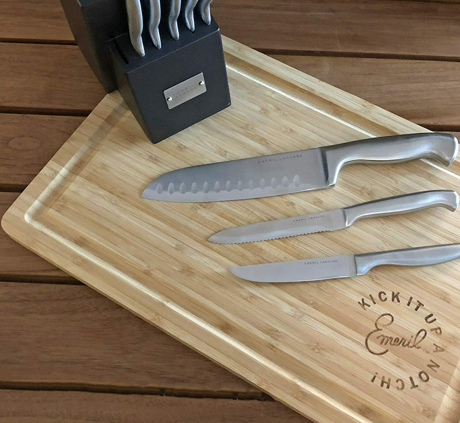 Emeril Lagasse 15-Piece Kitchen Knife Block Set Black Stainless Steel Cutlery - Fresh Stock Dated January 2026