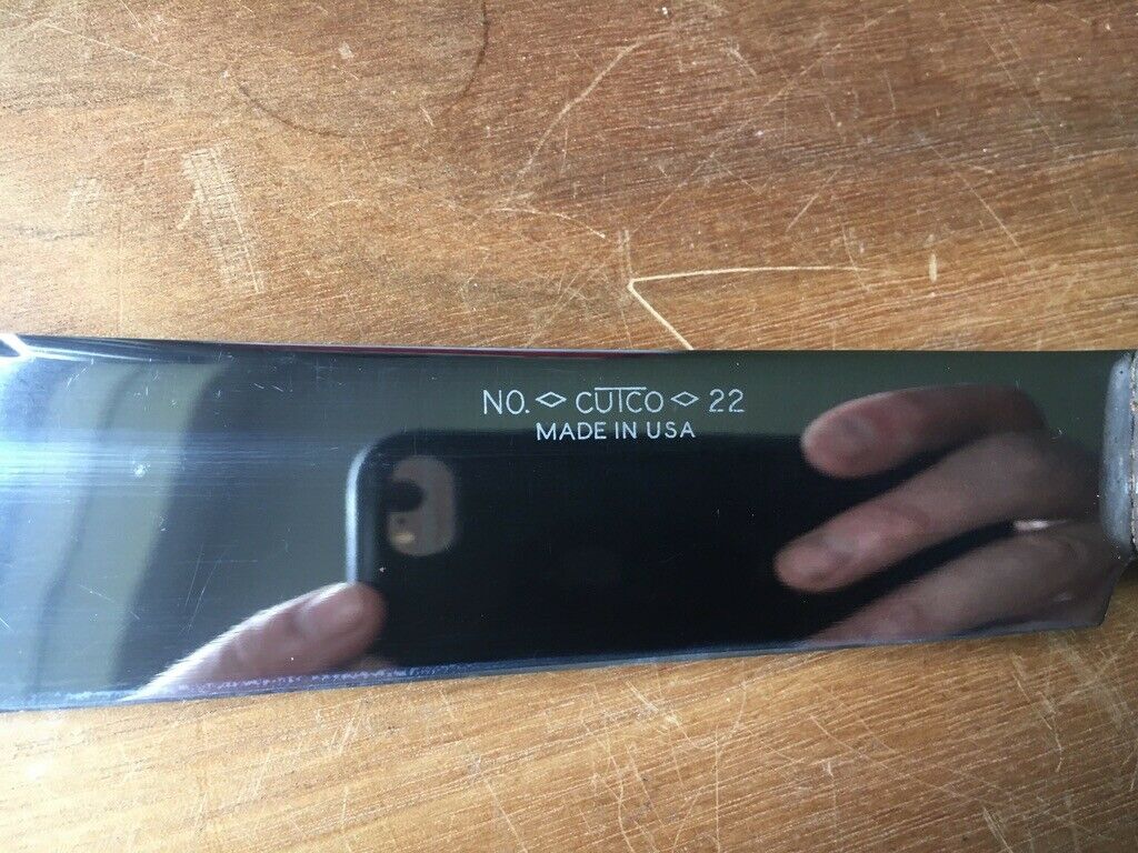 CUTCO NO. 22 Butcher Knife BROWN WOOD HANDLE MADE IN USA EX++ - Fresh Stock Dated January 2026