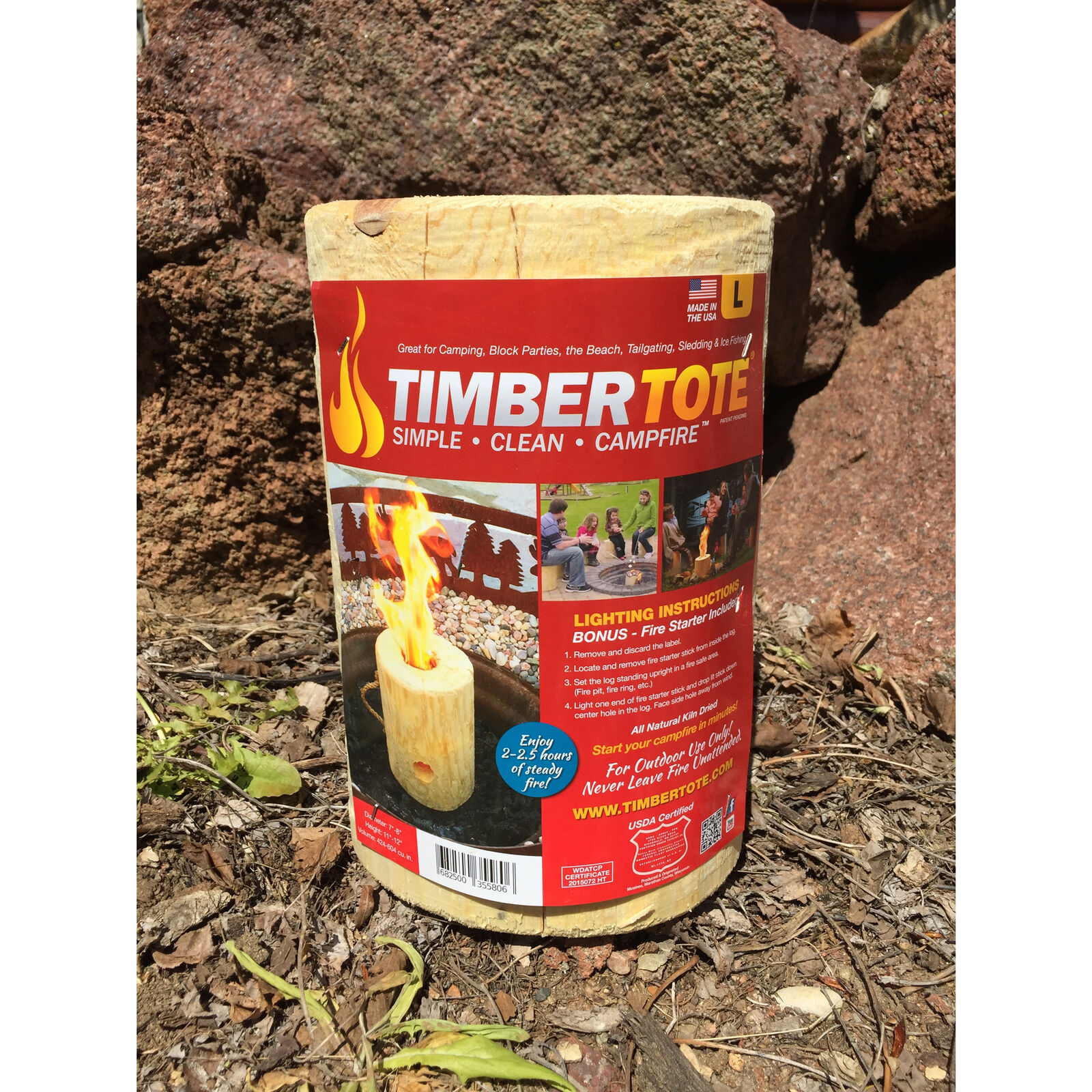 TimberTote Large 12x8 Inch One Log Campfire Cooking Camp Fire Wood Log(Open Box) - Fresh Stock Dated December 2025