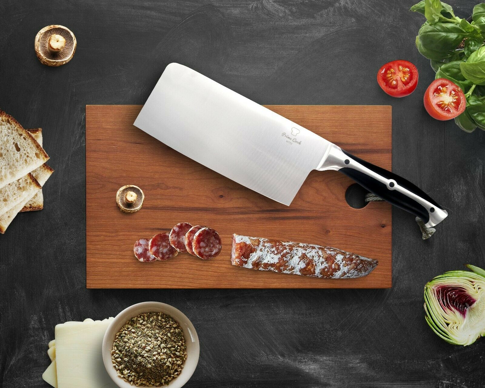 8 Pieces Kitchen Knife Set/Stainless Steel/BLACK/Cleaver by Prime Cook - Fresh Stock Dated January 2026