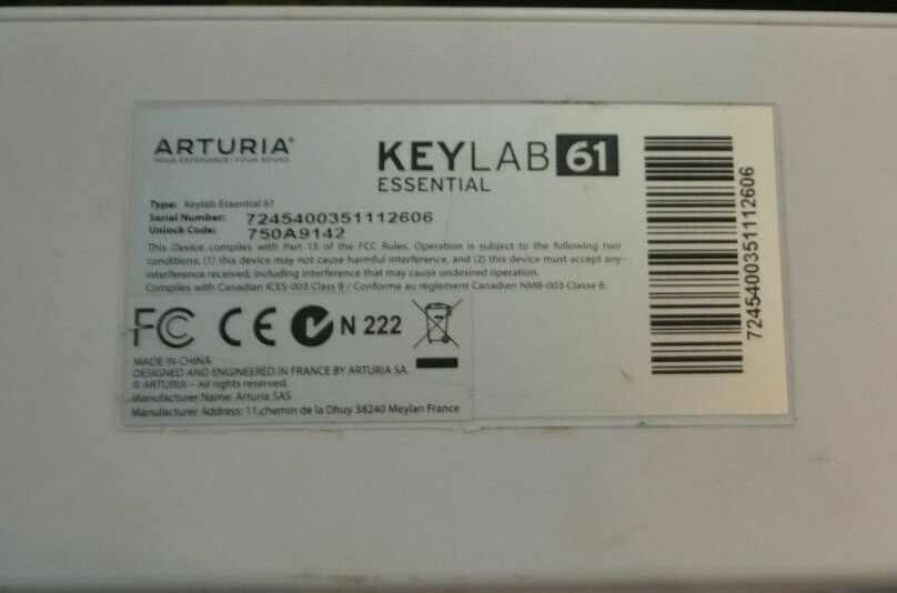 Arturia Keylab 61 Essential 61 Key MIDI Controller Keyboard White - Fresh Stock Dated December 2025