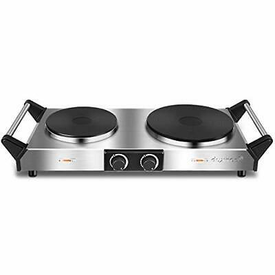 Hot Plate, Portable Electric Cooktop Cast Tron Stovetop, Stainless Steel - Fresh Stock Dated February 2026
