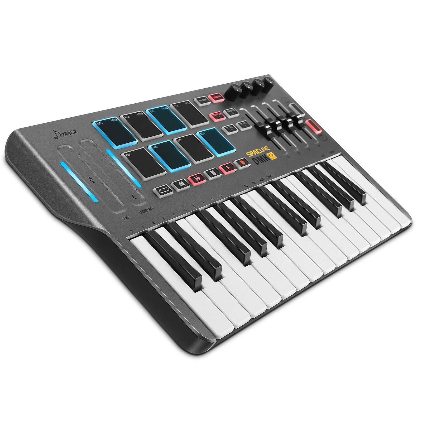 Donner 25-Key MIDI Keyboard Controller Portable w/ 8 Drum Pad 4 Knobs 4 Faders - Fresh Stock Dated December 2025