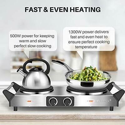 Hot Plate, Portable Electric Cooktop Cast Tron Stovetop, Stainless Steel - Fresh Stock Dated February 2026