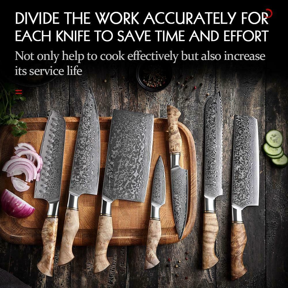 Professional Damascus Steel Clever Butcher Kitchen Cutter Cooking Chef Knife Set - Fresh Stock Dated January 2026