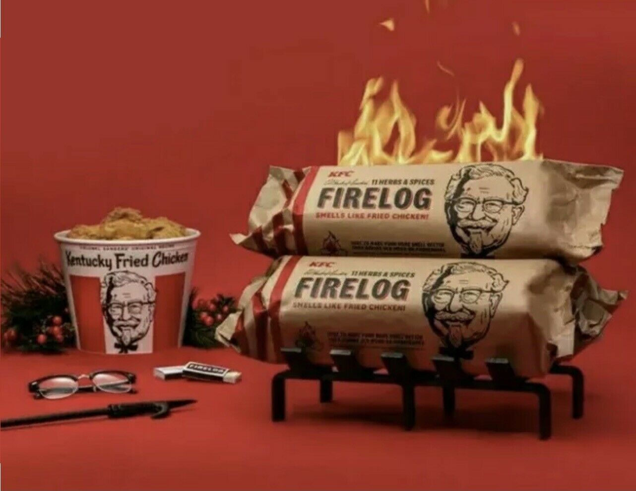 KFC 11 Herbs Spices Fire Log Enviro-Log Firelog Chicken Scented Limited Edition - Fresh Stock Dated December 2025