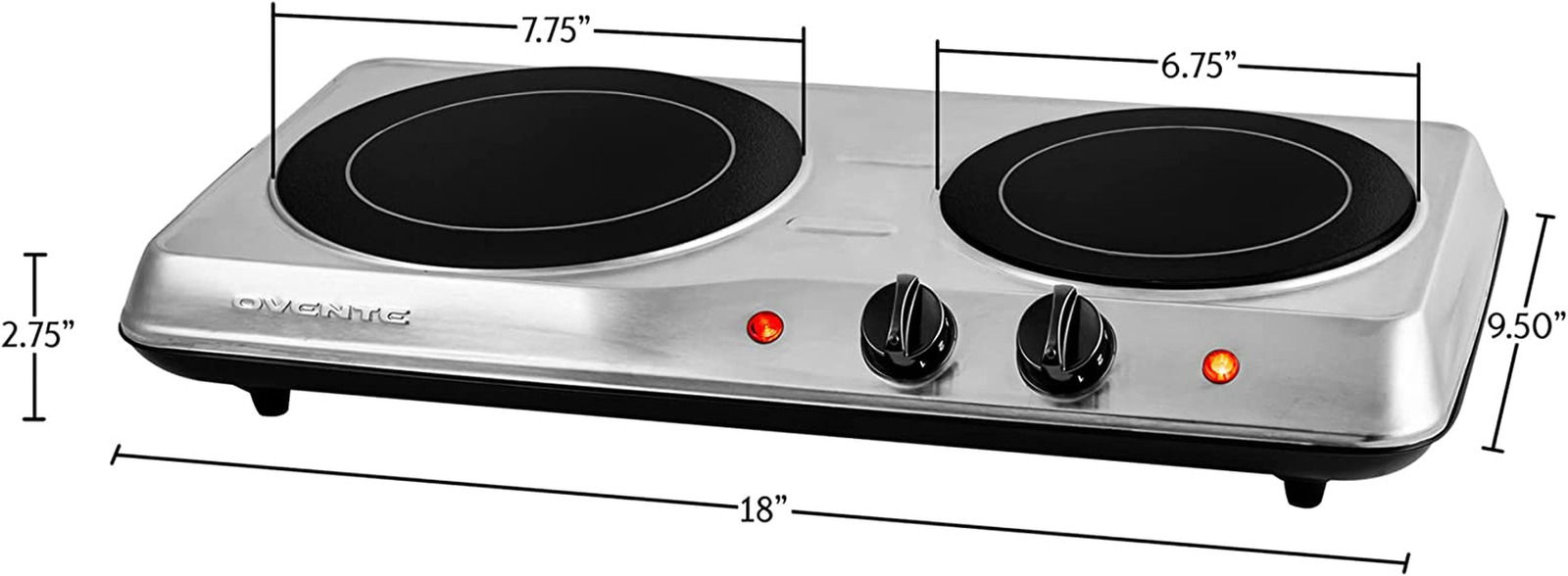 Electric Double Burner Ceramic Glass Hot Plate Cooktop Portable Countertop Stove - Fresh Stock Dated February 2026