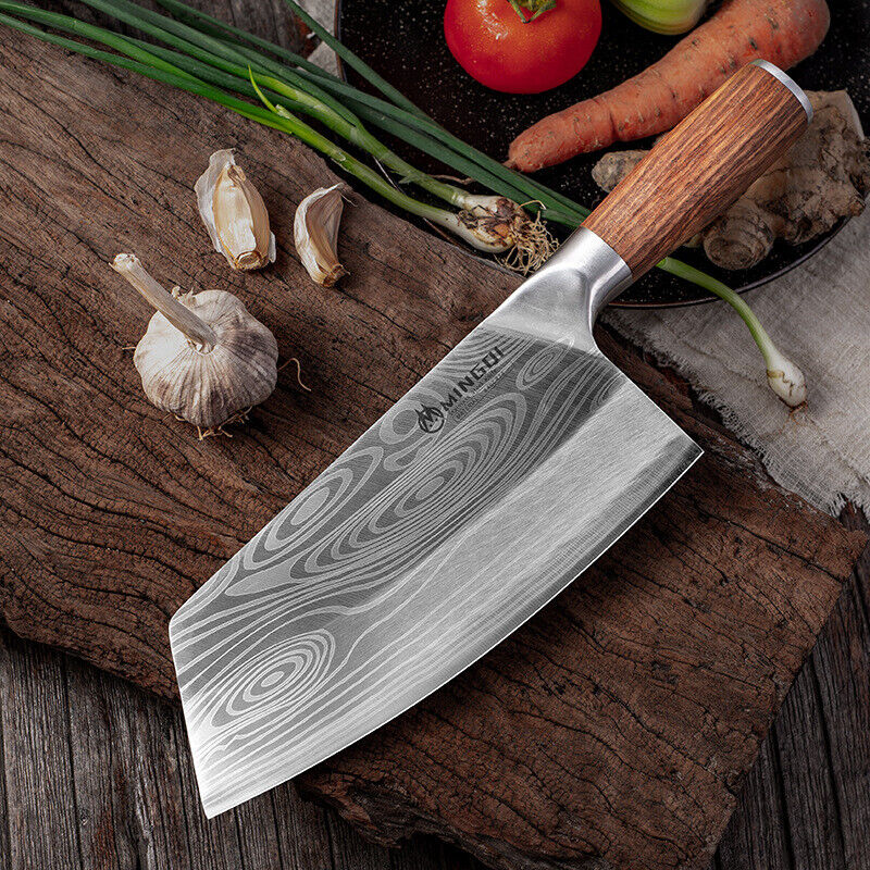 Kitchen Knife Stainless Steel Damascus Asian Chef Butcher Cleaver Chopping Meat - Fresh Stock Dated February 2026