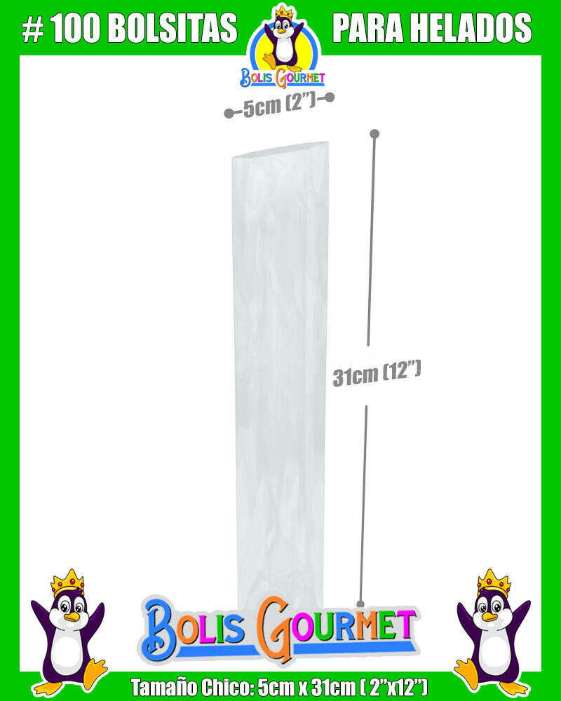 Bolsas Para Bolis Bags Helados Hielitos Ice Popsicle Pop 100 - 5 x 31cm (2x12