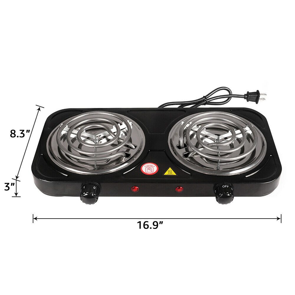 Portable Camping Cooking Stove Dorm Electric Double Burner Hot Plate Heating - Fresh Stock Dated February 2026
