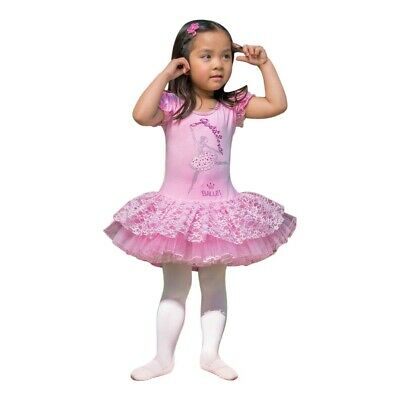 Wenchoice Little Girls Pink Lace Rhinestone Short Sleeve Ballet Dress 24M-8 - Fresh Stock Dated December 2025