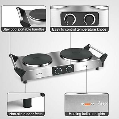 Hot Plate, Portable Electric Cooktop Cast Tron Stovetop, Stainless Steel - Fresh Stock Dated February 2026
