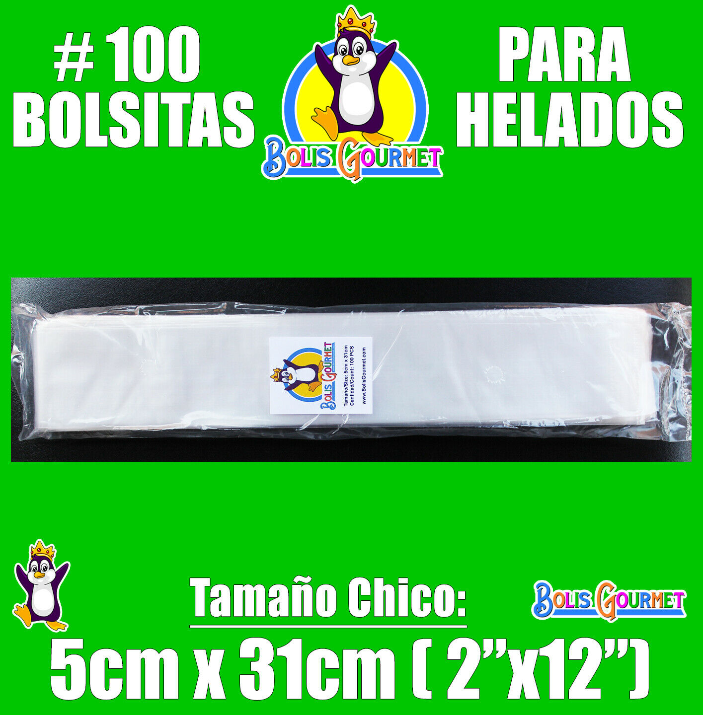 Bolsas Para Bolis Bags Helados Hielitos Ice Popsicle Pop 100 - 5 x 31cm (2x12