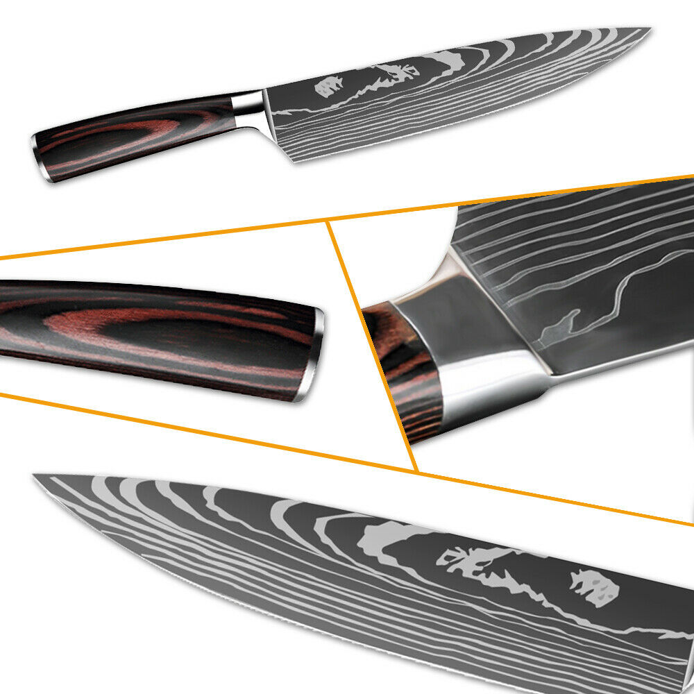 5 PCS Kitchen Knives Set Japanese Damascus Style Stainless Steel Chef Knife US - Fresh Stock Dated February 2026