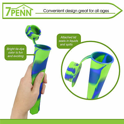 7Penn Ice Pop Molds Popsicle Molds - 6 Pc Silicone Frozen Yogurt Tubes with Lids - Fresh Stock Dated January 2026
