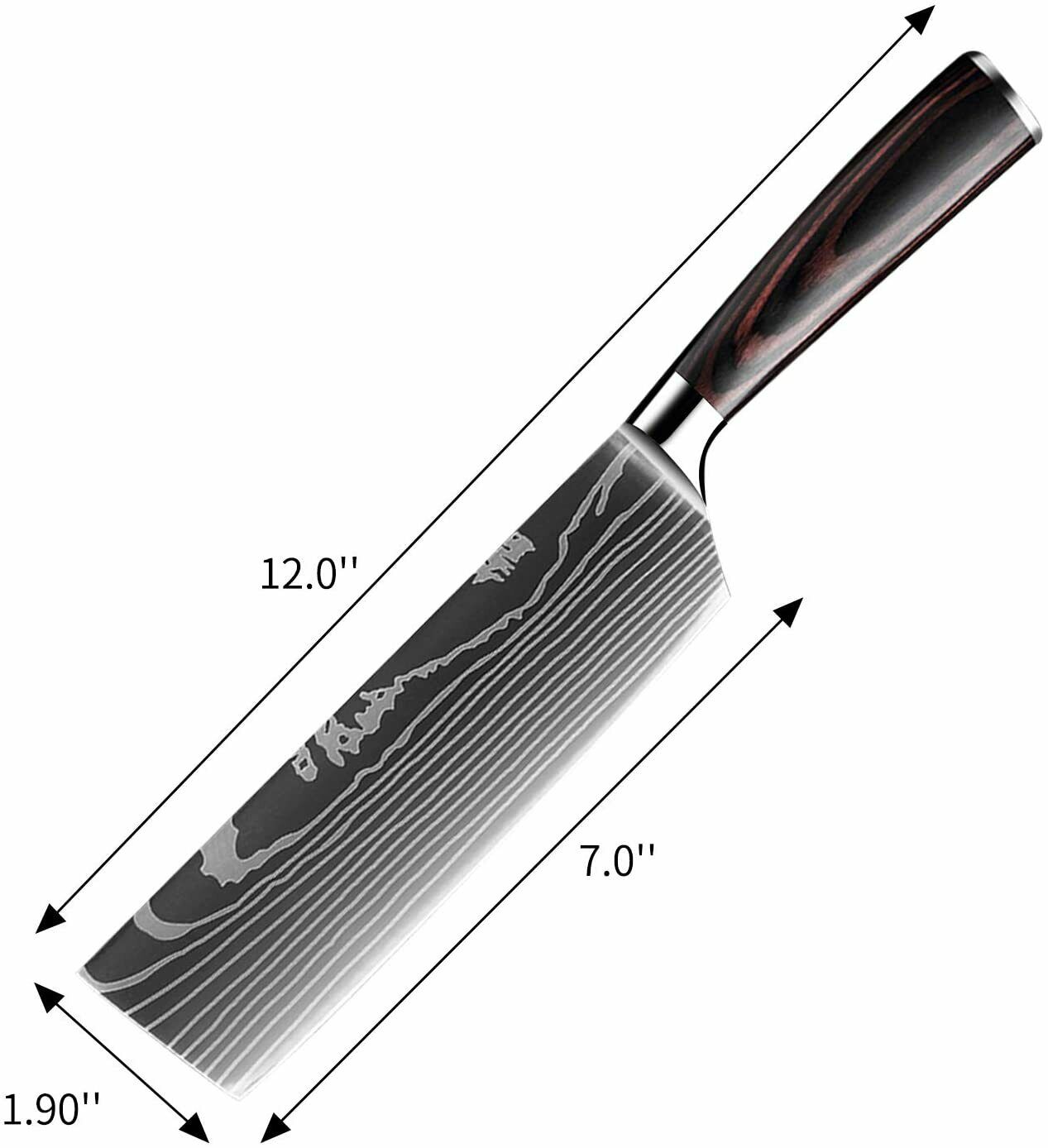 7'' Kitchen Cleaver Knife Stainless Steel Japanese Damascus Style Chef's Knife - Fresh Stock Dated January 2026