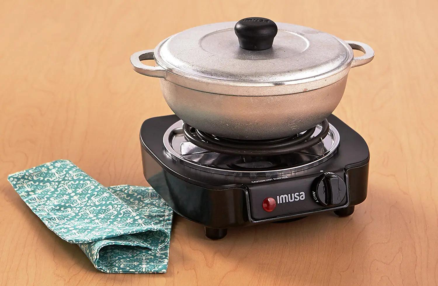 Electric Single Burner 1100 Watts Black Aluminum Temperature Timer Power Light - Fresh Stock Dated February 2026