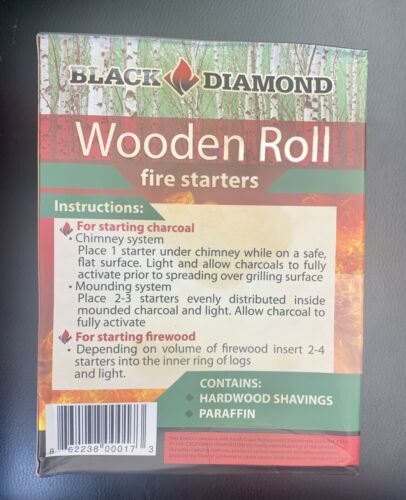 Black Diamond Wooden Roll Fire Starters 32 Pack - Fresh Stock Dated December 2025