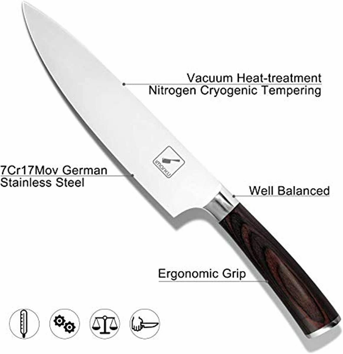 imarku Chef Knife - Pro Kitchen Knife 8 Inch Chef's Knives High Carbon German St - Fresh Stock Dated February 2026