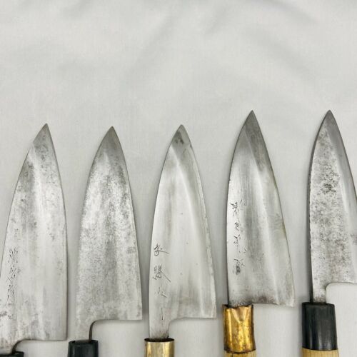 Damaged Lot of Five Japanese Chef's Kitchen Knives Deba From Japan SS747 - Fresh Stock Dated January 2026