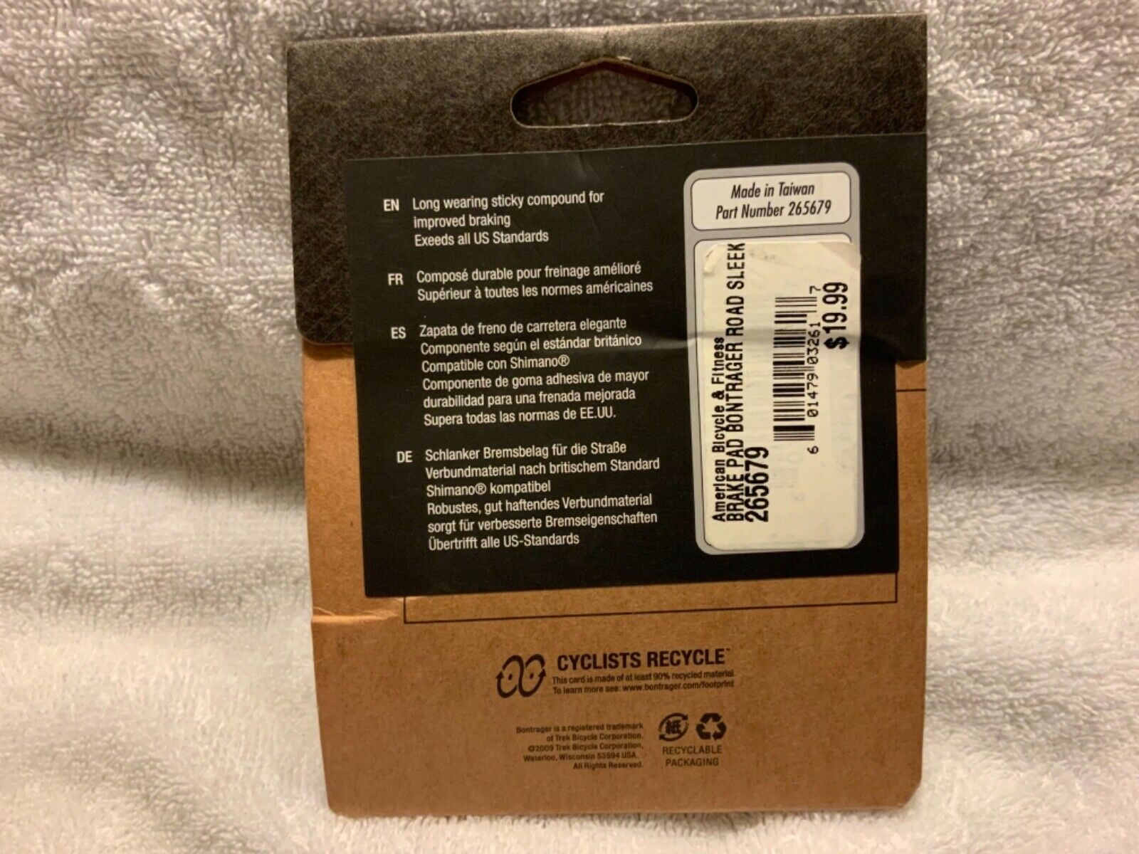 Brake pad set Bontrager road sleek # 265679 - Fresh Stock Dated December 2025