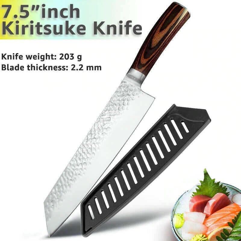 5PCS Kitchen Knife Set Japanese Chef Knives Carbon Stainless Steel Blade Vintage - Fresh Stock Dated January 2026