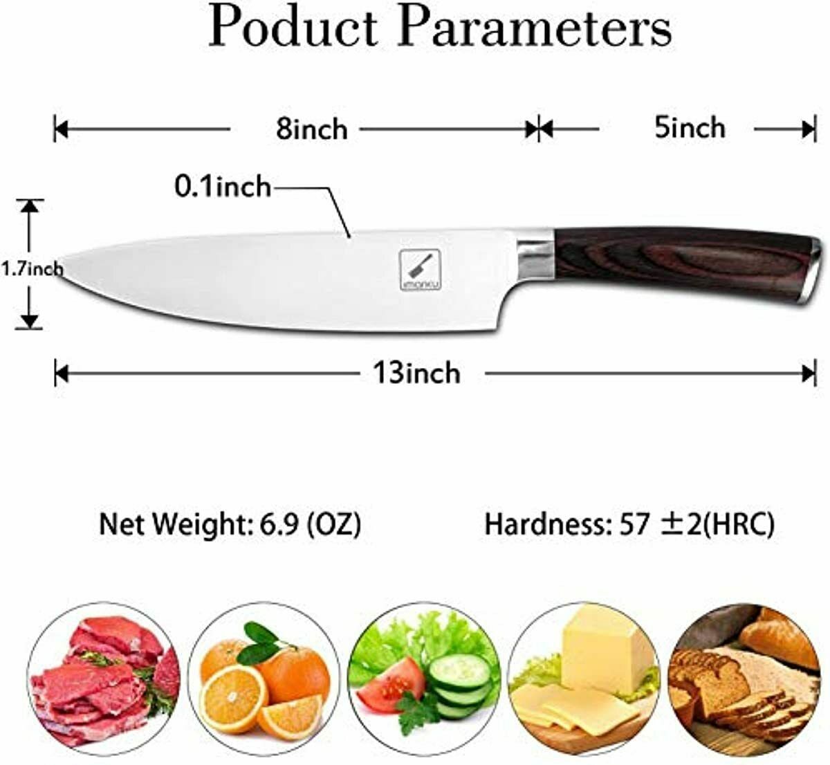 imarku Chef Knife - Pro Kitchen Knife 8 Inch Chef's Knives High Carbon German St - Fresh Stock Dated February 2026