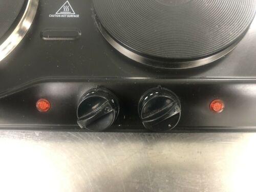 Ovente Electric Cast Iron Burner 7 Inch Double Hot Plate Compact Cooktop BGS102B - Fresh Stock Dated February 2026