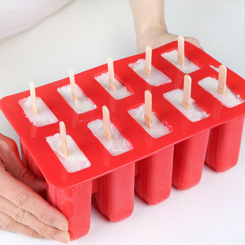 10 Cell DIY Frozen Ice Cream Mold Silicone Popsicle Maker Lolly Mould Ice Tray - Fresh Stock Dated February 2026