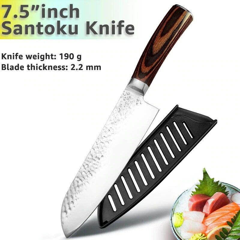 5PCS Kitchen Knife Set Japanese Chef Knives Carbon Stainless Steel Blade Vintage - Fresh Stock Dated January 2026