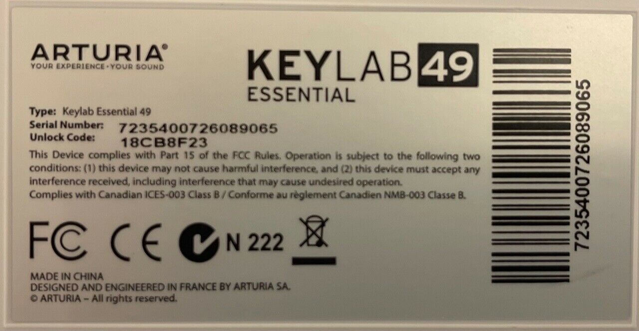 ARTURIA KEYLAB 49 ESSENTIAL MIDI KEYBOARD CONTROLLER W/ EXTRA - Fresh Stock Dated December 2025