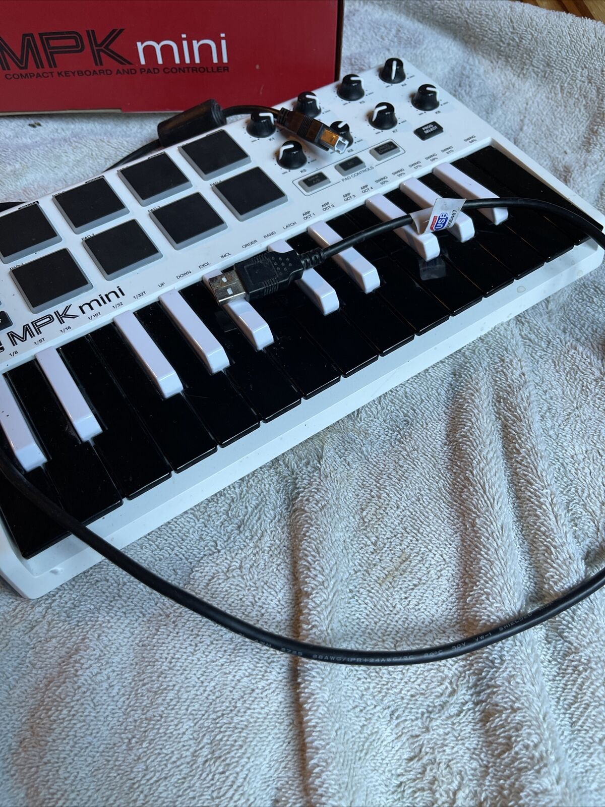 Akai Professional MPKMINIWHITE MKII Compact Keyboard and Pad Controller - White - Fresh Stock Dated December 2025