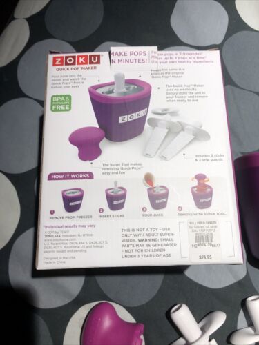 Zoku Single Quick Pop Maker Purple Open Box Complete W/Manual. NO RESERVE! - Fresh Stock Dated February 2026