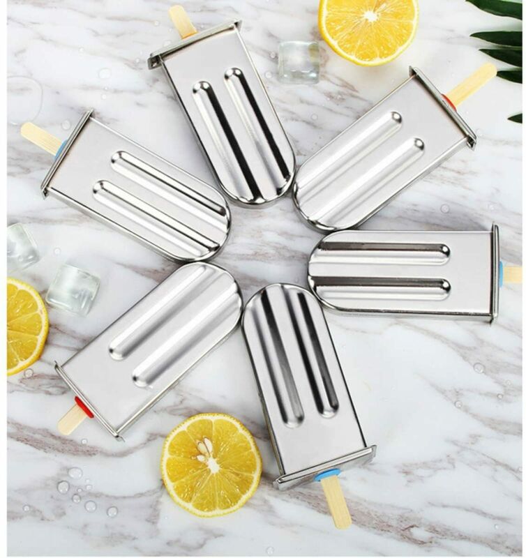 10PCS Stainless Steel Ice Lolly Popsicle Molds Kit Ice Pop Makers w/ Tray Sticks - Fresh Stock Dated February 2026