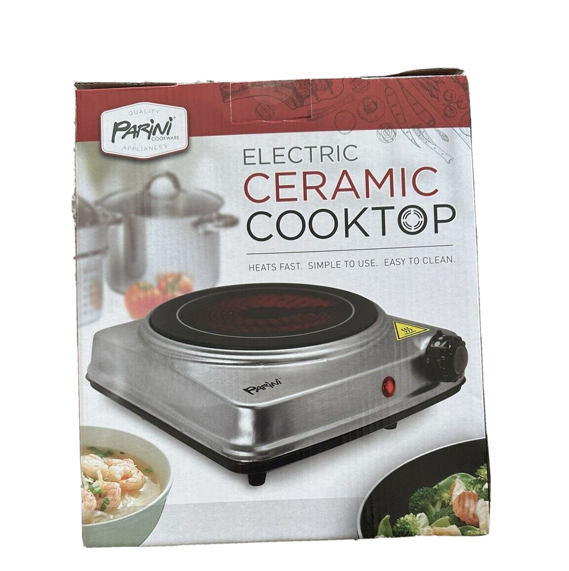 Parini Electric Ceramic Cooktop 1000 Watt 7” Ceramic Glass Plate New In Box - Fresh Stock Dated February 2026