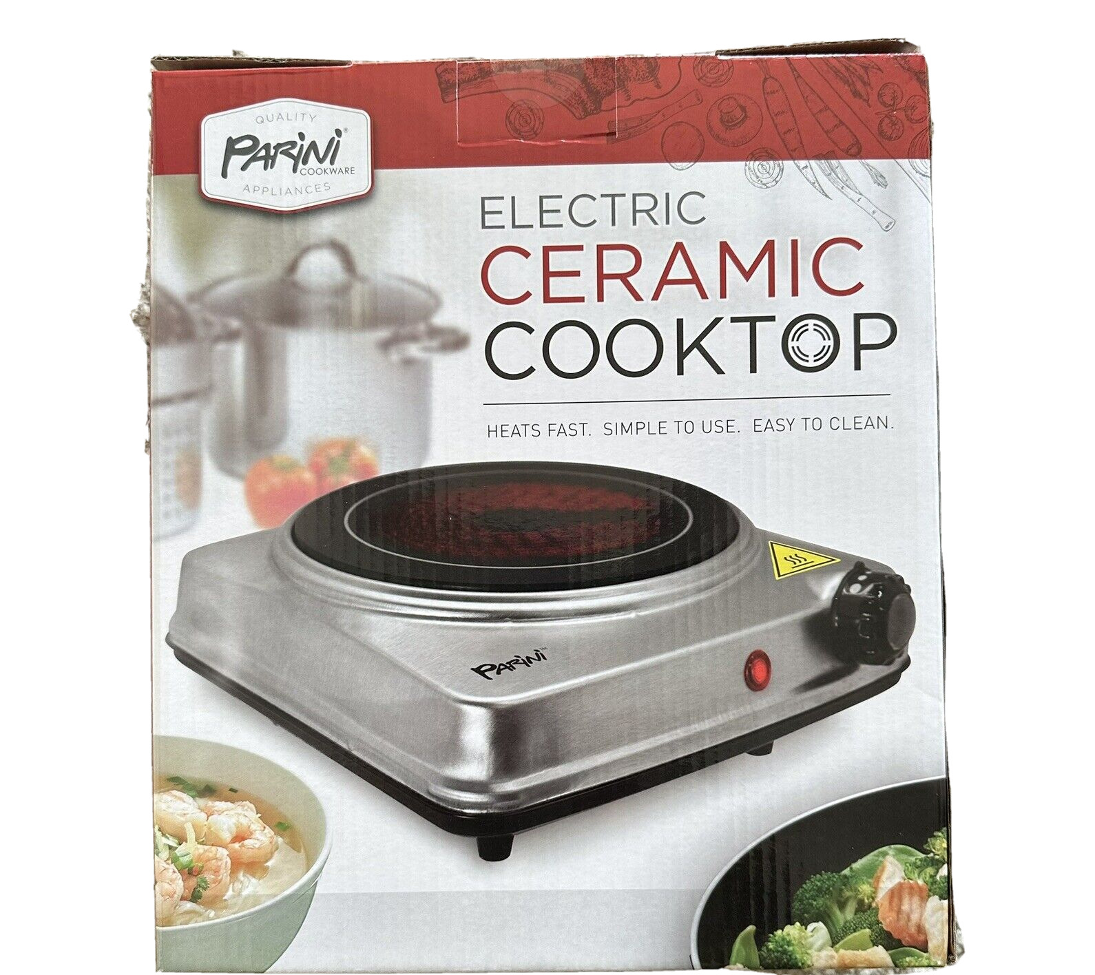 Parini Electric Ceramic Cooktop 1000 Watt 7” Ceramic Glass Plate New In Box - Fresh Stock Dated February 2026