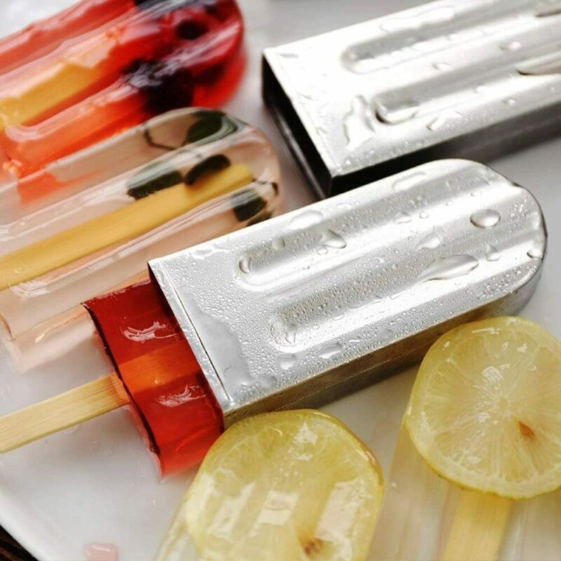 10PCS Stainless Steel Ice Lolly Popsicle Molds Kit Ice Pop Makers w/ Tray Sticks - Fresh Stock Dated February 2026