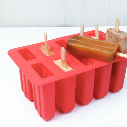 10 Cell DIY Frozen Ice Cream Mold Silicone Popsicle Maker Lolly Mould Ice Tray - Fresh Stock Dated February 2026