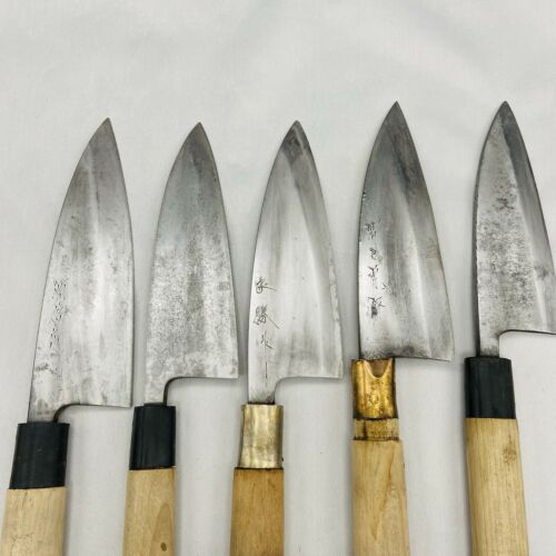 Damaged Lot of Five Japanese Chef's Kitchen Knives Deba From Japan SS747 - Fresh Stock Dated January 2026