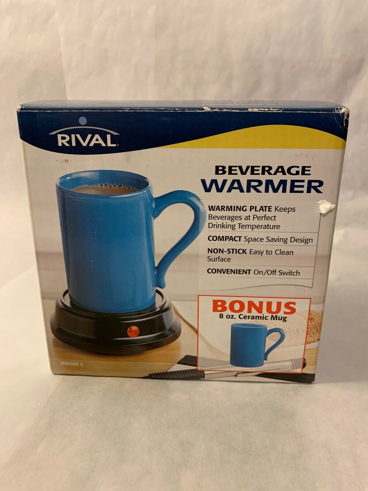 Rival Beverage Warmer With 8 Oz Ceramic Mug BW8ML New Open Box - Fresh Stock Dated February 2026