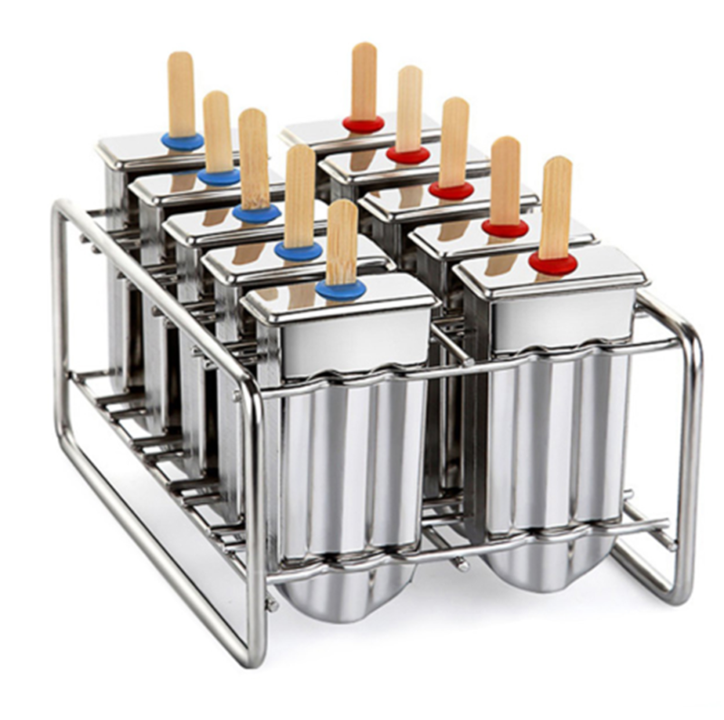 10PCS Stainless Steel Ice Lolly Popsicle Molds Kit Ice Pop Makers w/ Tray Sticks - Fresh Stock Dated February 2026